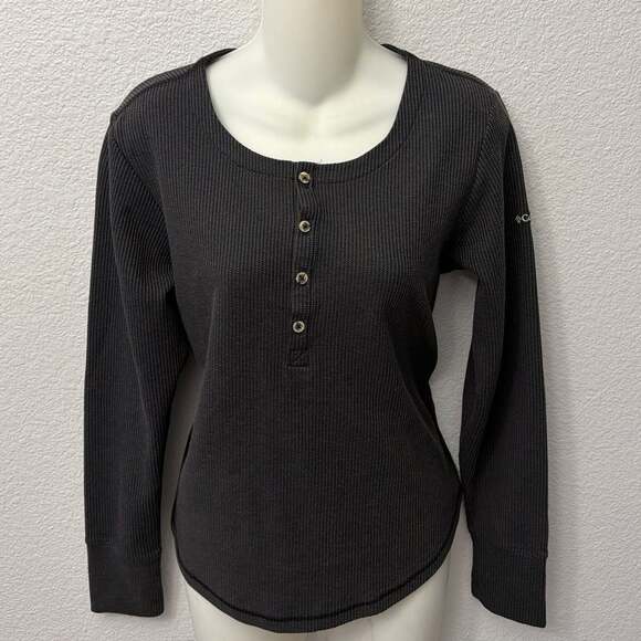 Columbia Tops - Columbia Women's Black Waffle Knit Long Sleeve Henley Top